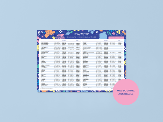 Melbourne – 5787 Shabbat and Jewish Holiday Times Magnet