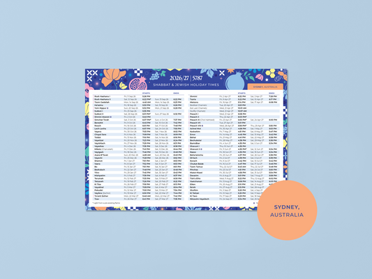 Sydney – 5787 Shabbat and Jewish Holiday Times Magnet